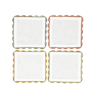 Hand Crochet Cocktail Napkins 6" x 6" (Set of 4)