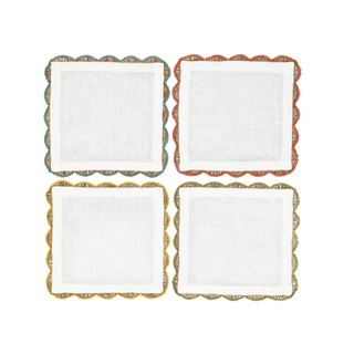 Hand Crochet Cocktail Napkins 6" x 6" (Set of 4)