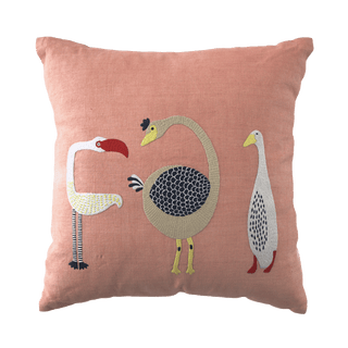 Hand Embroidered Birds Pillow Cover 20" x 20"