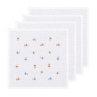 Hand Embroidered Flower Confetti Napkins 18" x 18" (Set of 4)