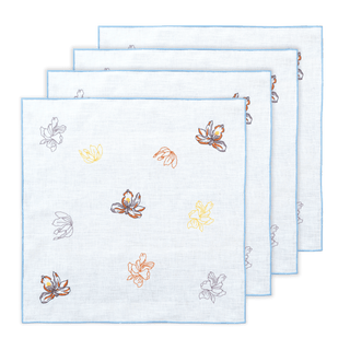 Hand Embroidered Floral Fresco Napkins 18" x 18" (Set of 4)