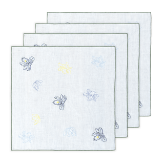 Hand Embroidered Floral Fresco Napkins 18" x 18" (Set of 4)