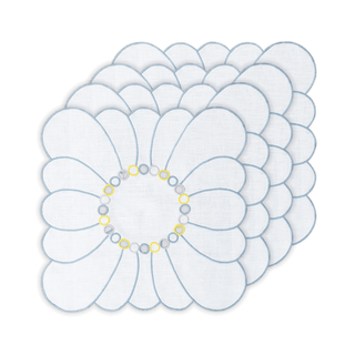 Hand Embroidered Circular Elegance Napkins 18" x 18" (Set of 4)