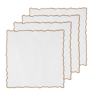 Hand Embroidered Circular Elegance Napkins 18" x 18" (Set of 4)